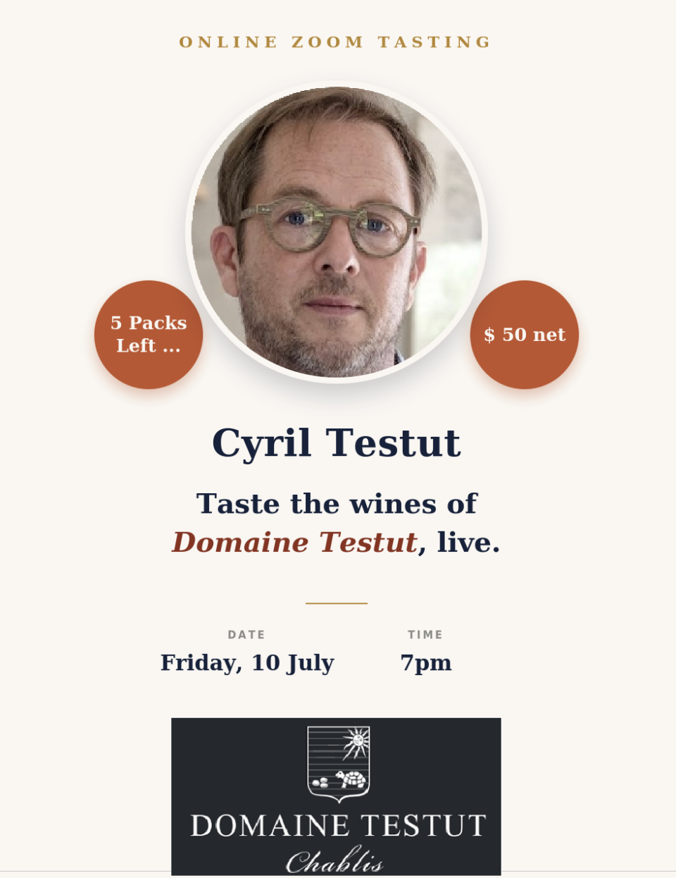 (image for) Online Domaine Testut Tasting w/ Cyril Testut - Fri 10 July @ 7pm...